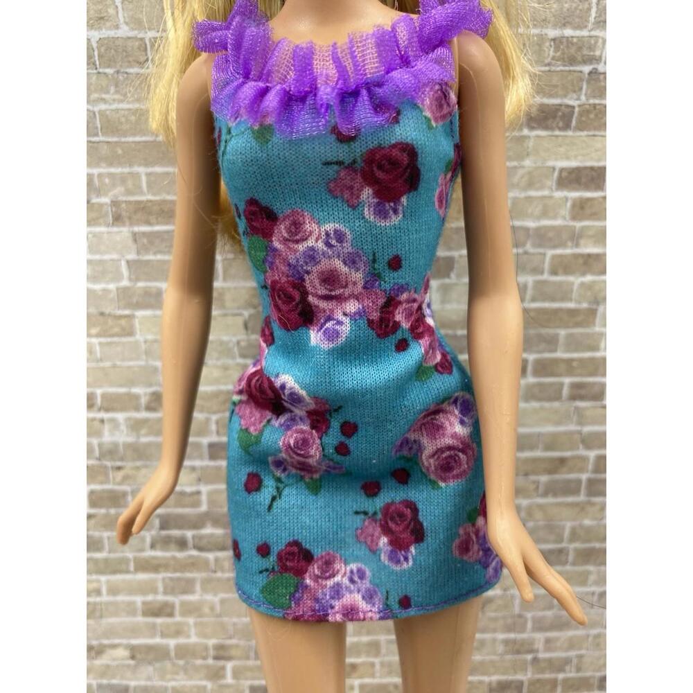 Blue Floral Dress Purple Ruffle Straps X7844 ~ Fashion Pack ~ 2012 BC5
